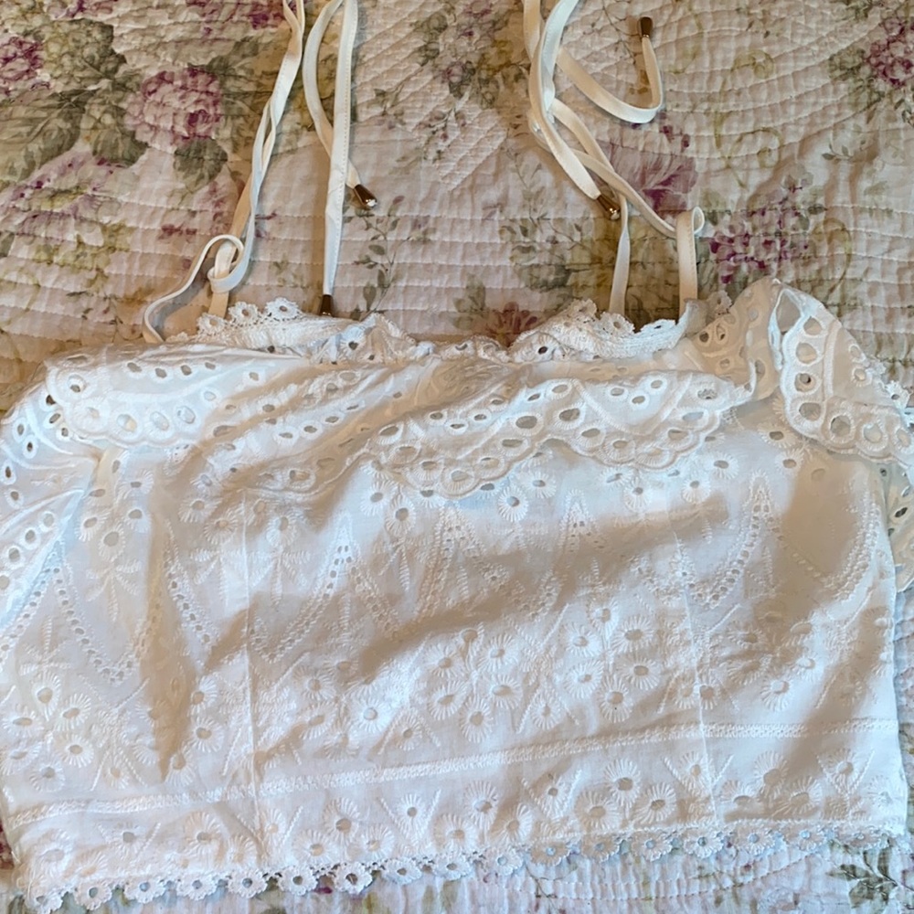 White ruffle top